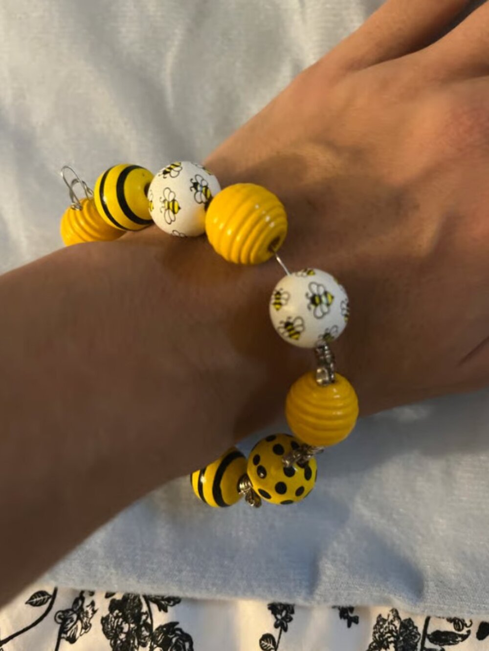 Bumblebee Bracelet with beads and stainless steel butterflies.